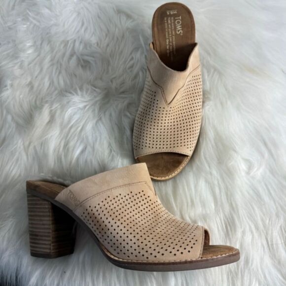 Toms Majorca Sandstorm Perforated Nubuck Heels Sz 8.5 - Picture 2 of 6